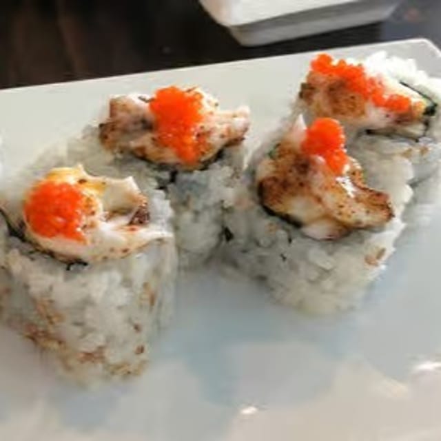 Vegan Baked Spicy Scallop Roll.
