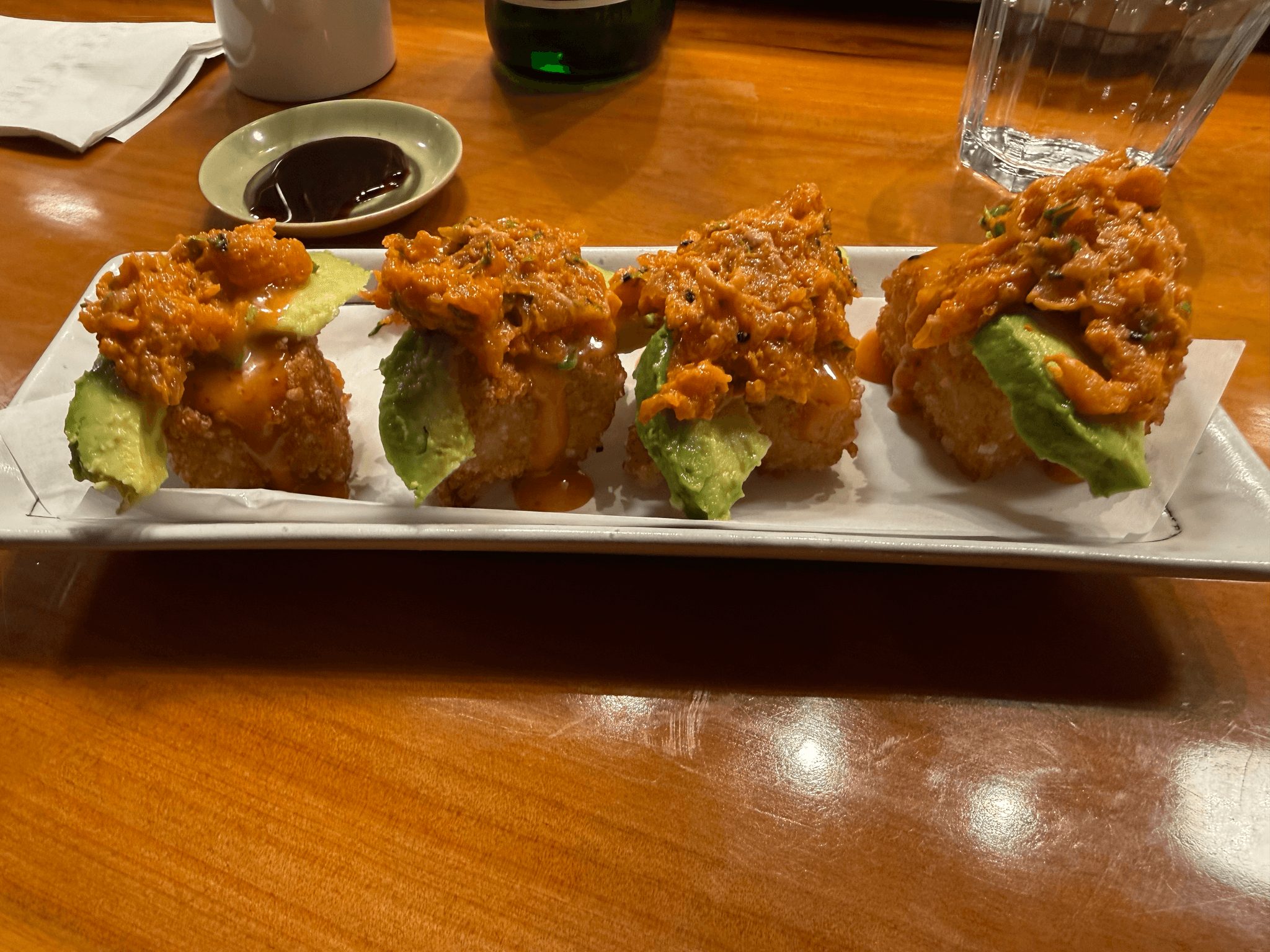 Crispy Rice & Avocado with Spicy Tuna.