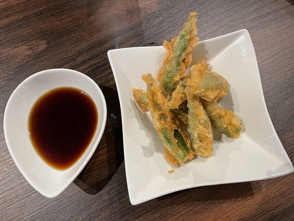 Okra Tempura Appetizers.