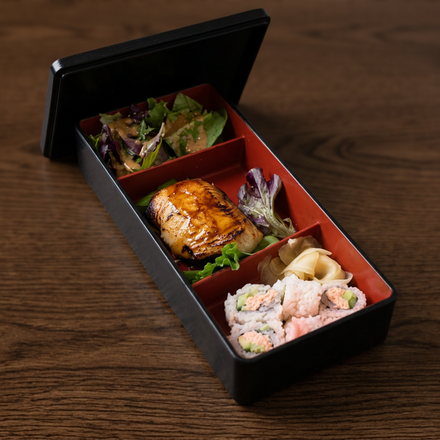 Miso Glazed Black Cod Lunch Bento Box.