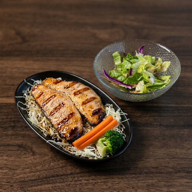 Salmon Teriyaki Dinner.