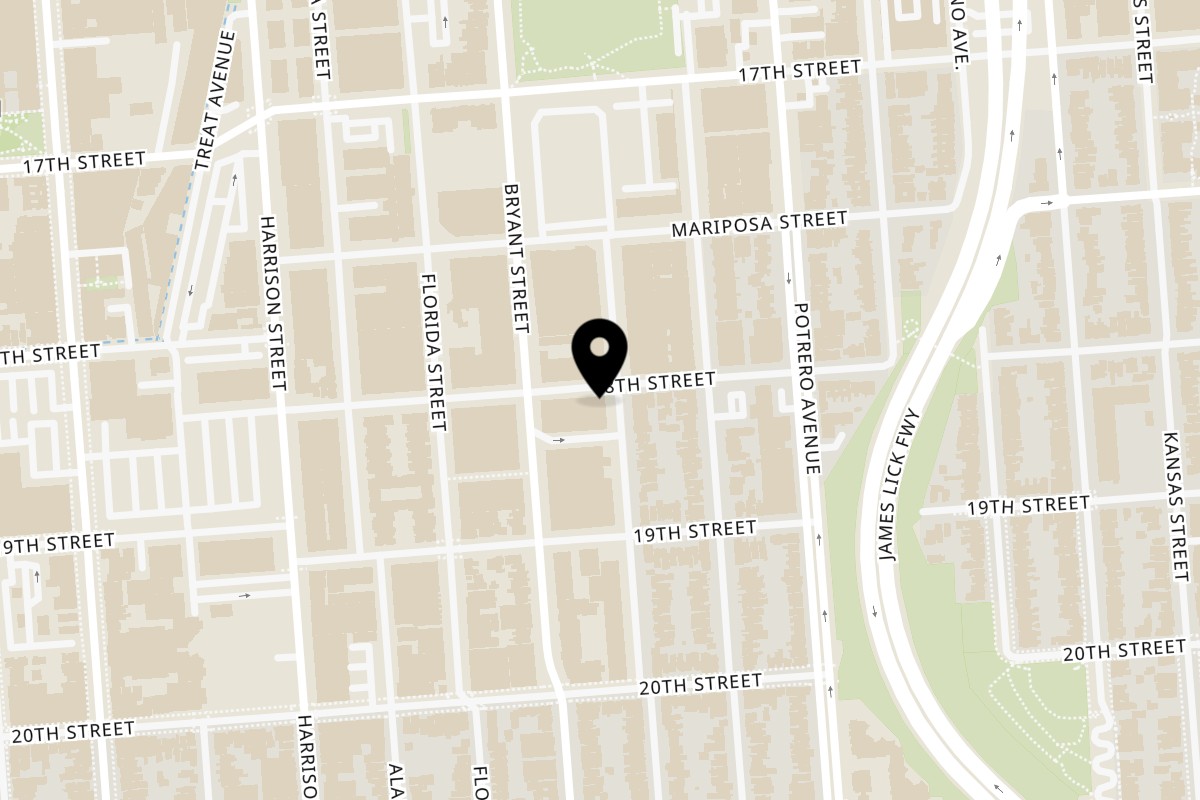 Map showing the location of Kiku Sushi & Vegetarian York St on 600 York St in San Francisco