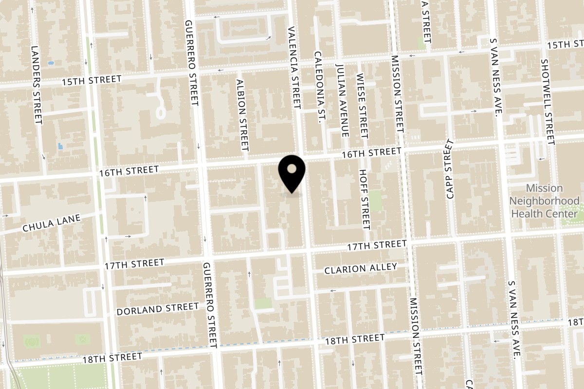 Map showing the location of Kiku Sushi & Vegetarian San Francisco on 538 Valencia St in San Francisco