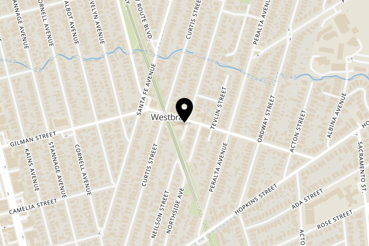 Map showing the location of Kiku Sushi & Vegetarian Berkeley on 1316 Gilman St in Berkeley